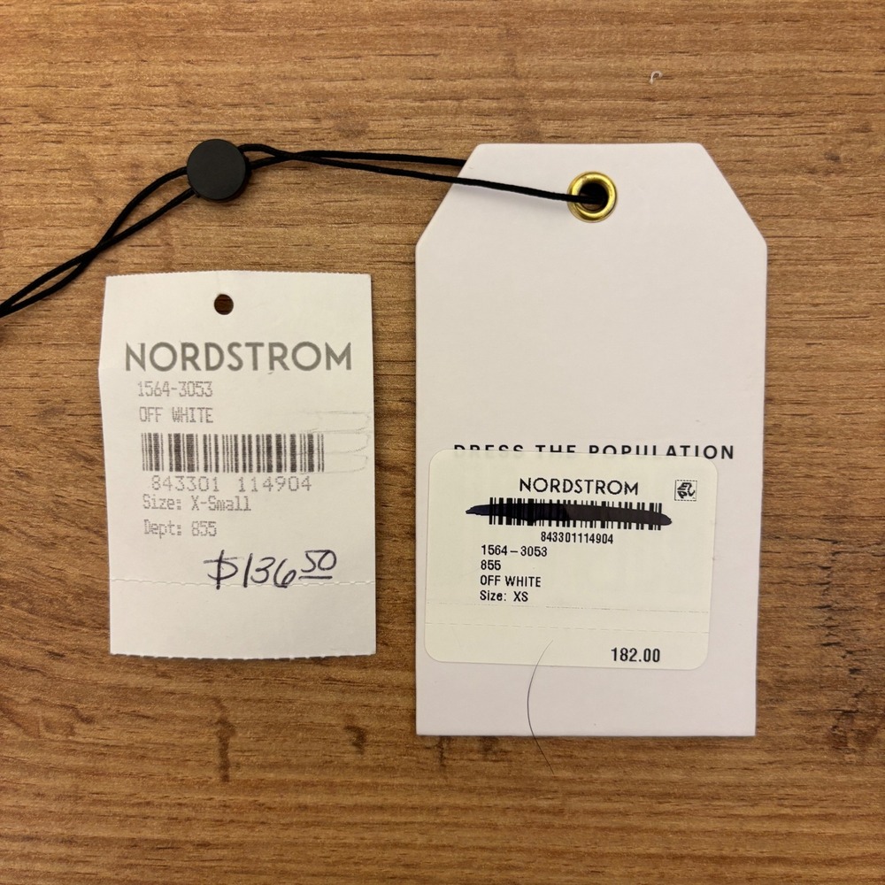 NWOT DRESS THE POPULATION Catalina Fit & Flare Cocktail Dress Off-White Women XS - Picture 12 of 13